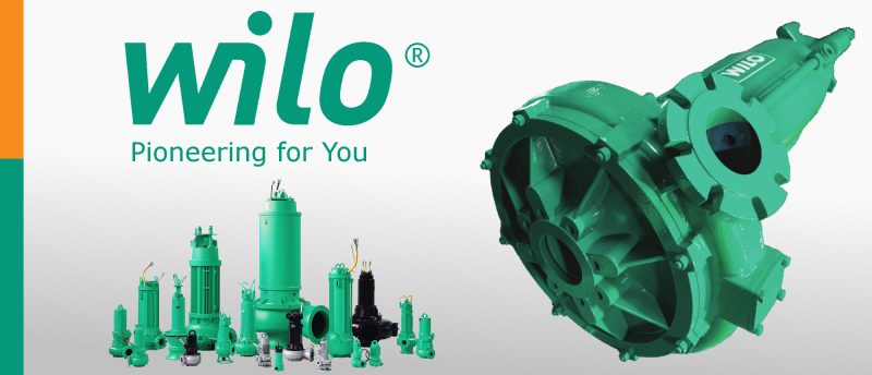 Wilo submersible pumps with guide rails and lifting chains